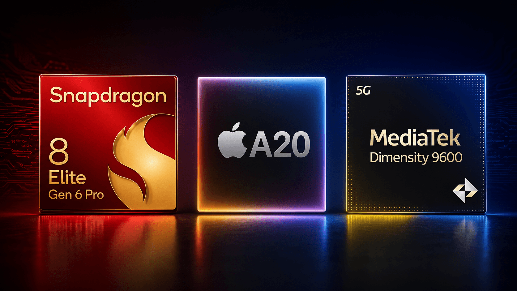 Snapdragon 8 Elite Gen 6 Pro vs Apple A20 vs MediaTek Dimensity 9600 flagship chip comparison
