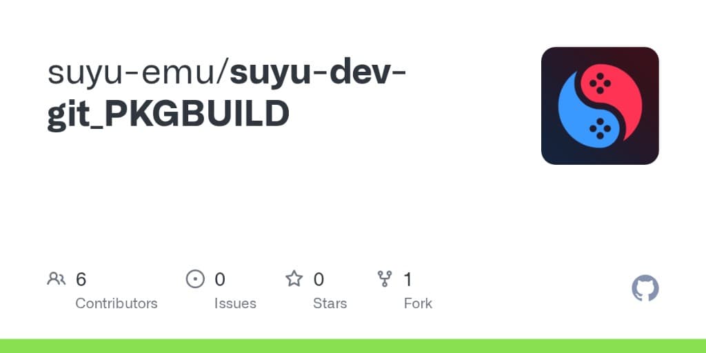 GitHub social preview card for a suyu-emu repository showing the blue and red Suyu logo
