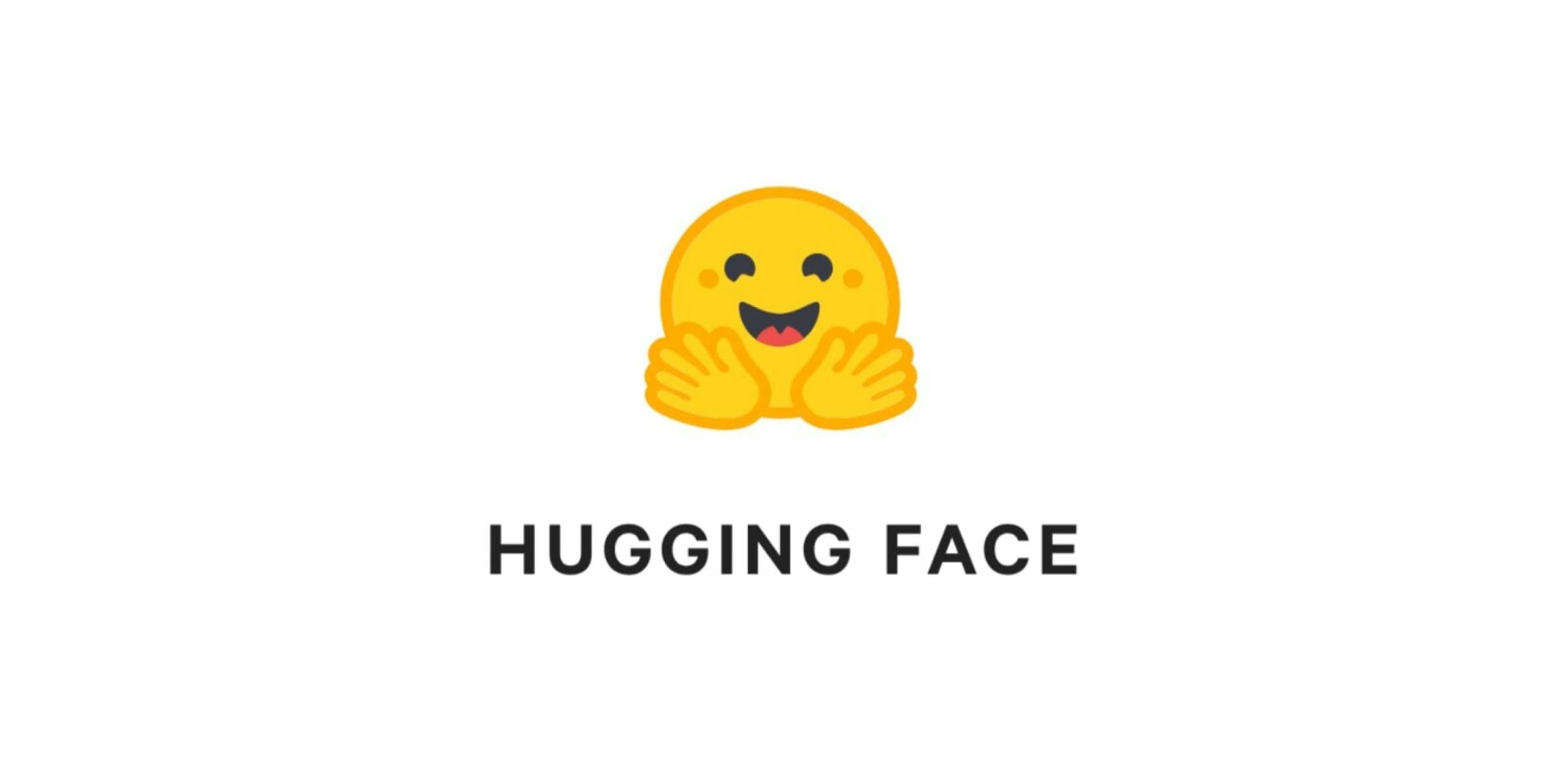 Hugging Face wordmark with the yellow smiling hug emoji on a white background