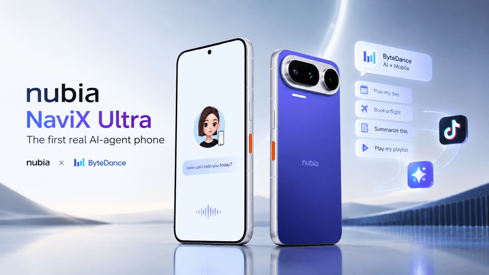 nubia NaviX Ultra — the first mass-produced AI agent phone with ByteDance's Doubao assistant and a dedicated orange AI key