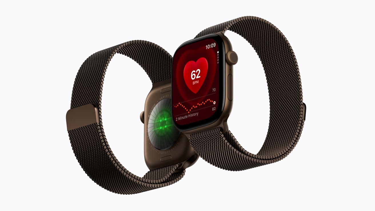 Two Apple Watch Series 12 models, including a view of the new health sensors