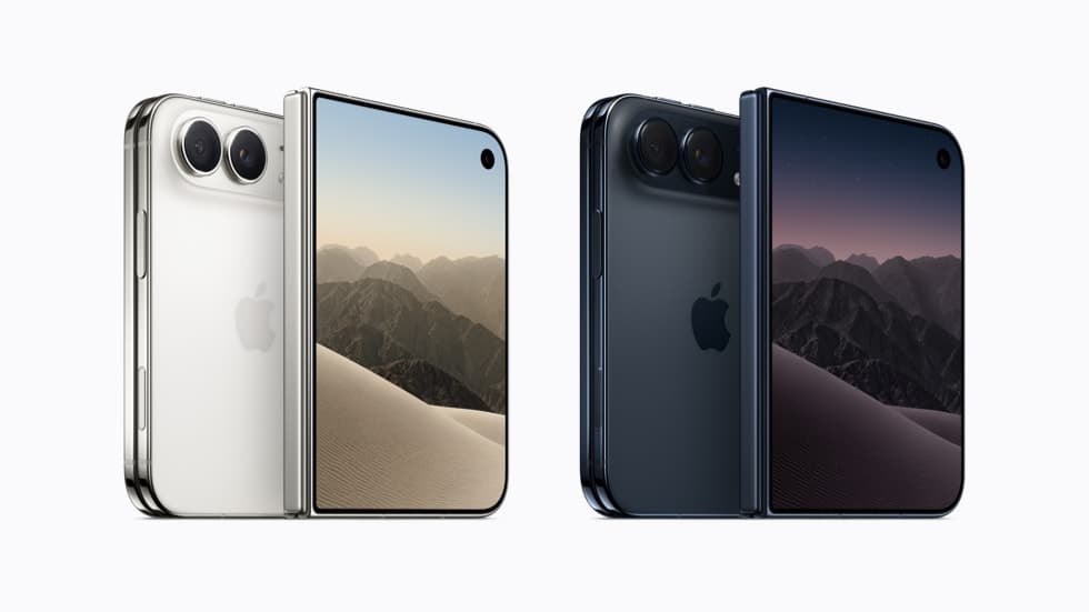 iPhone Duo shown open and closed in its two launch colours